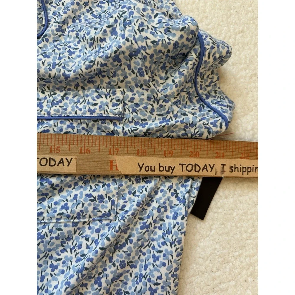Kate Spade WHITE/BLUE FLORAL‎ Soft Knit Cropped Pajama Set Women's M Spring